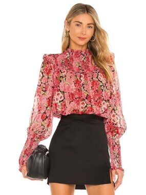 NWT BARDOT Rami Floral Blouse in Pink Grdnia Size XS